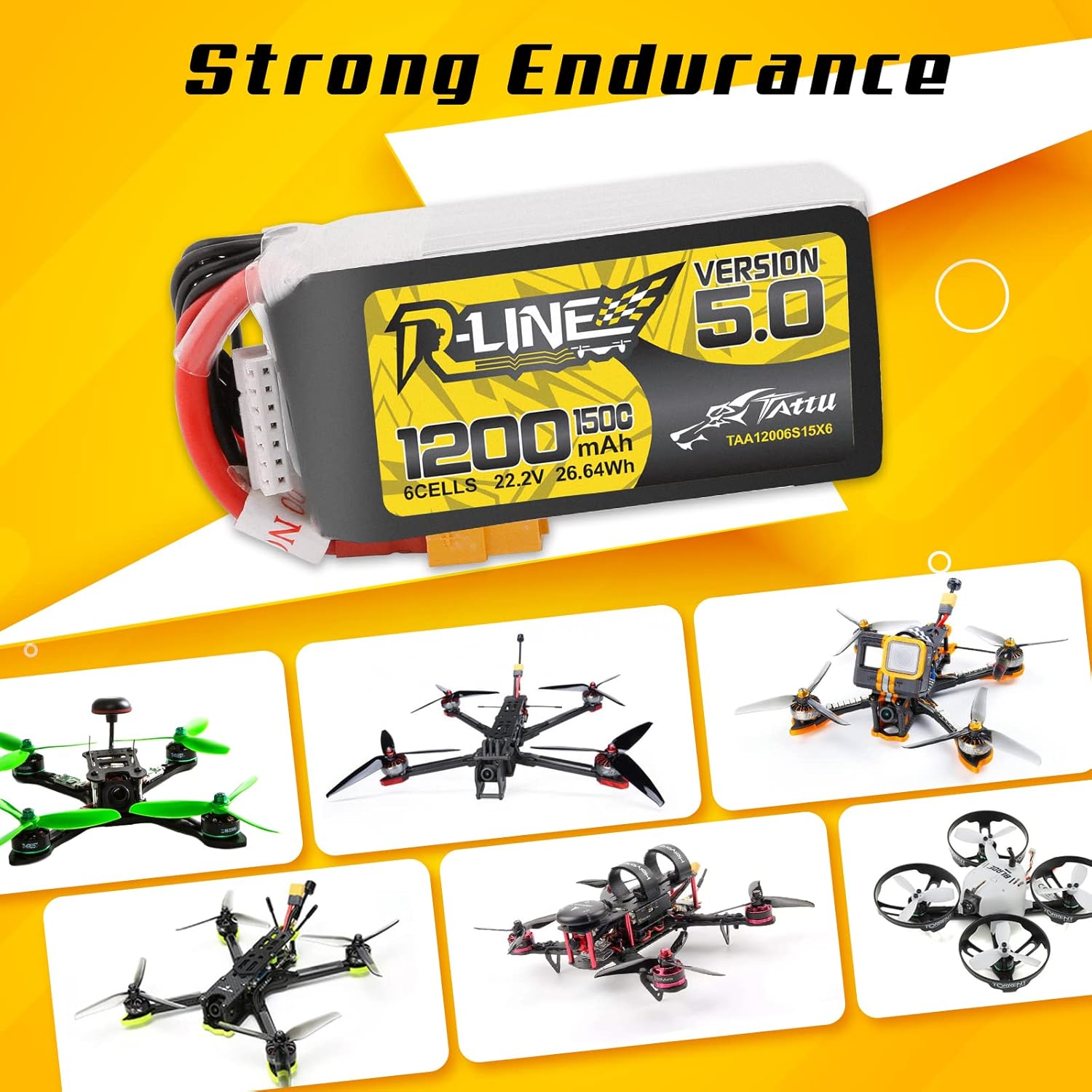 TATTU R-LINE 5.0 22,2 В 1200 м – обзор и цена Drone Battery 6S